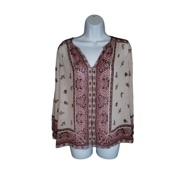 JOIE Sheer Silk Paisley LS Tunic Top, Size XS - Picture 2 of 8